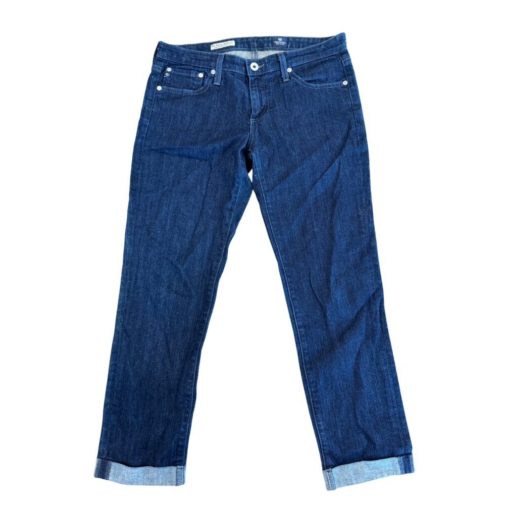 Adriano Goldschmied Stevie Roll-Up Slim Straight Cropped Jeans 28R Stretch Dark